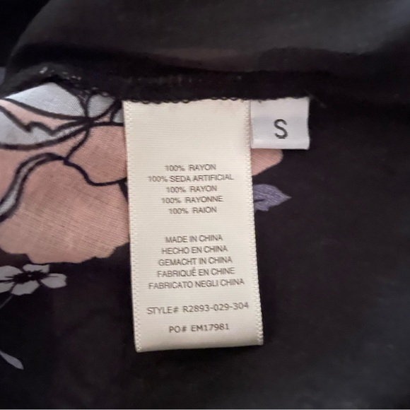 Cloth and Stone Black Floral Blouse Sheer Long Sleeve Lightweight Size Small - Picture 7 of 9